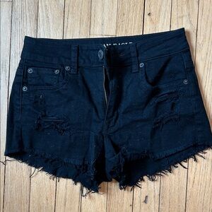 American Eagle Outfitters Black Ripped Jean Shorts